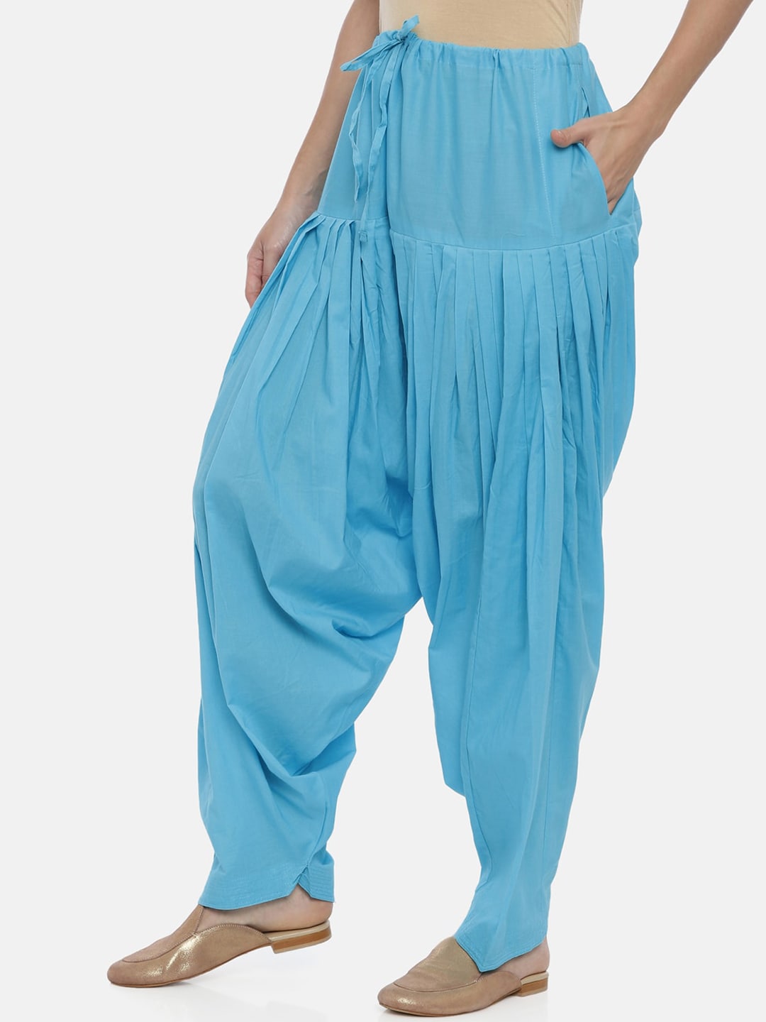 Souchii Blue Solid Regular-Fit High-Rise Patiala