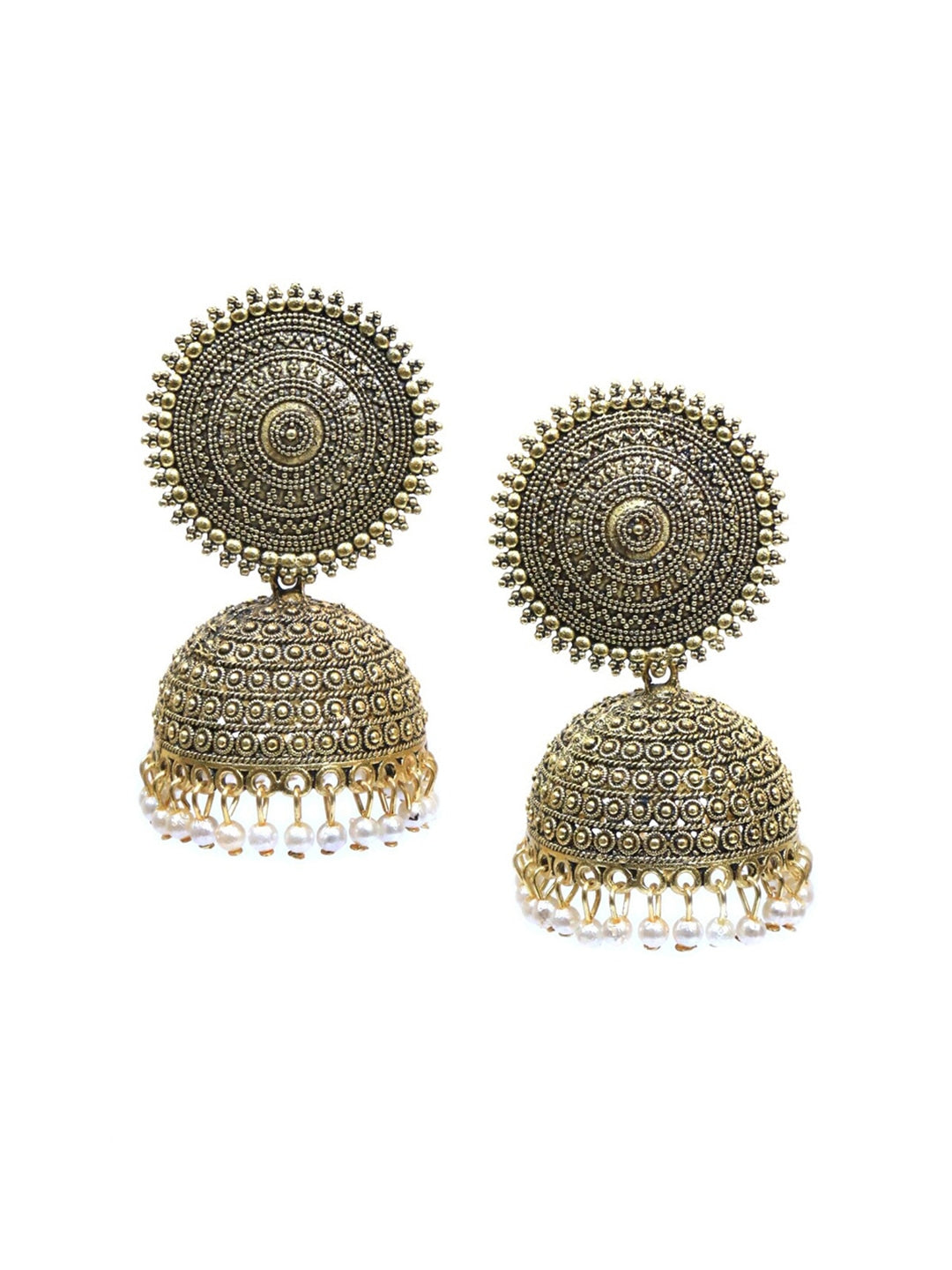 Gold-Polished Alloy Antique Golden Jhumki Earrings - The Pari