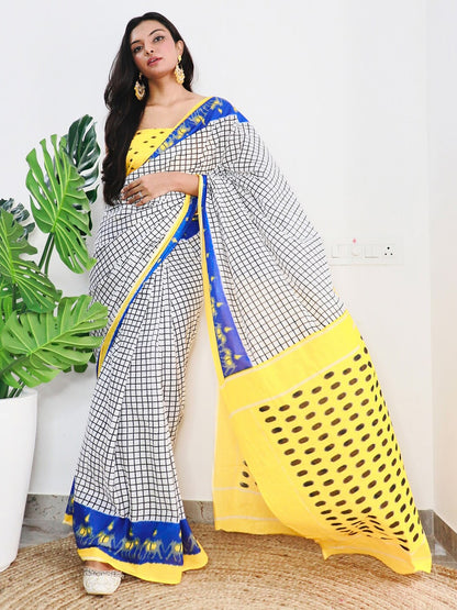 Saree Mall Checked Pure Cotton Bagh Sarees