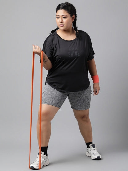 MKH Plus Size Typography Printed Dri-FIT Sports T-Shirt