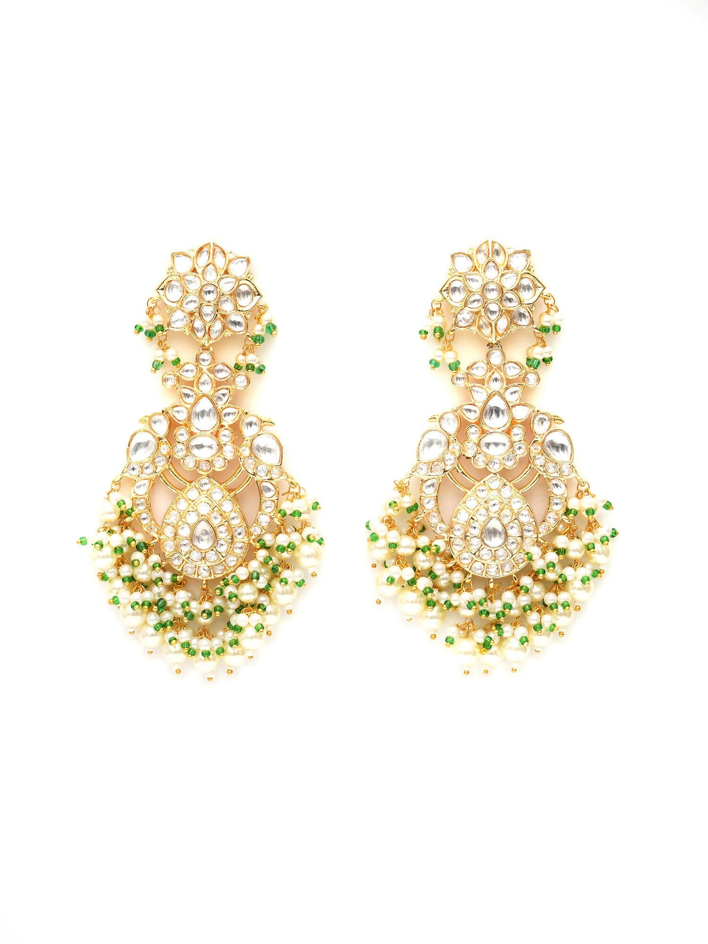 Kundan Chand Earrings (Gold) - Ruby Raang