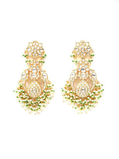 Kundan Chand Earrings (Gold) - Ruby Raang