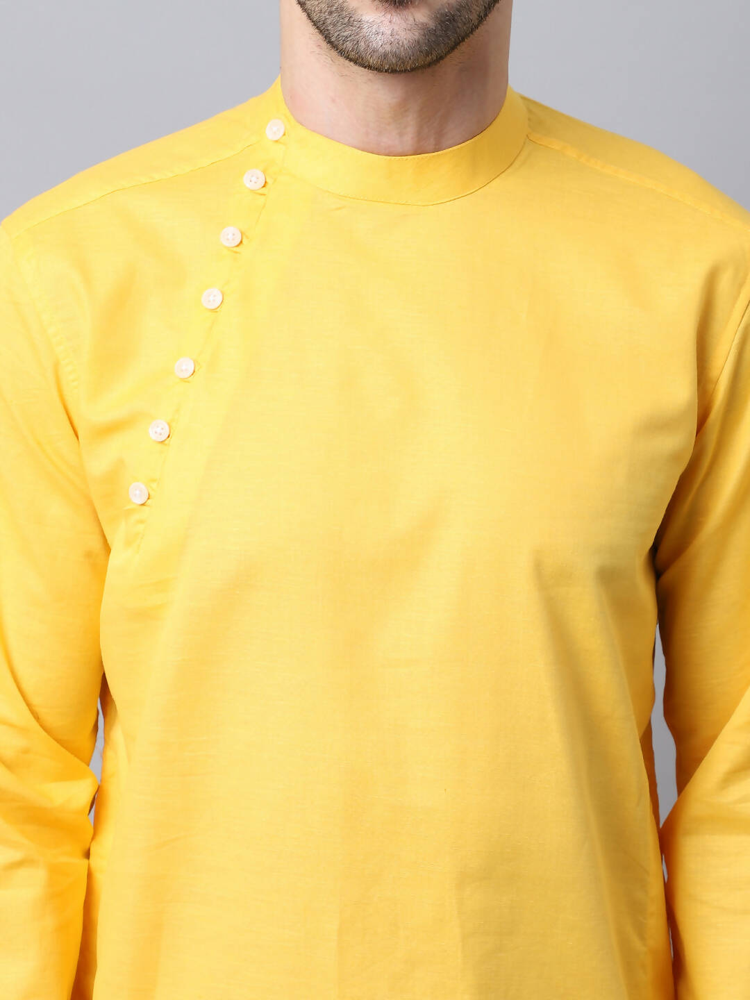 Even Apparels Yellow Pure Cotton Men's Kurta With Side Placket