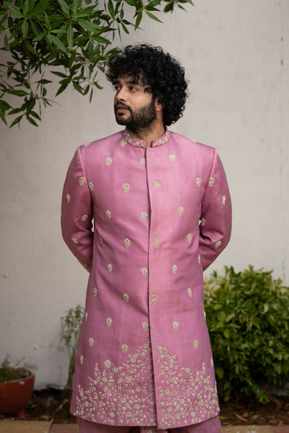 Purple Sherwani Set by Hilo Design