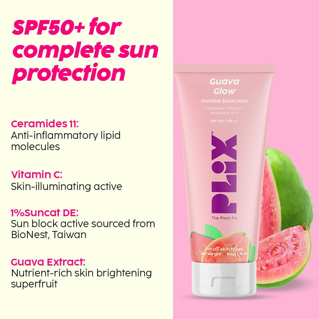 PLIX The Plant Fix SPF 50+ Guava Glow Sunscreen & 10% Vitamin C Guava Face Serum