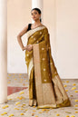 Joban Fashion Olive Pure Katan Pure Handloom Banarasi Silk Saree