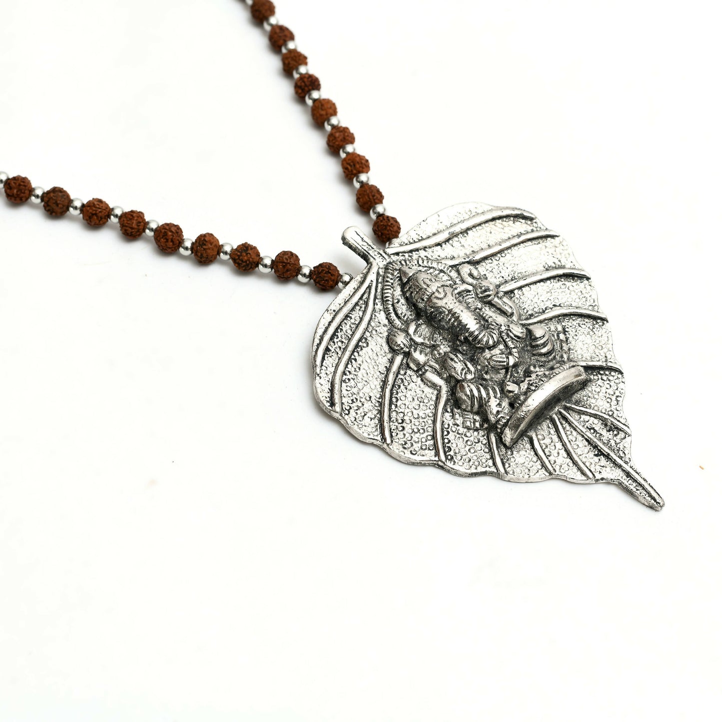 Mominos Fashion Johar Kamal Oxidised Silver-Plated Brass Finish Ganesha Long Necklace For Women