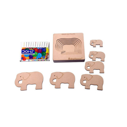 Kraftsman Stack up Puzzles/ Layered Puzzle Elephant Shape for Kids | Color Kit Included | 6 Pieces Puzzle