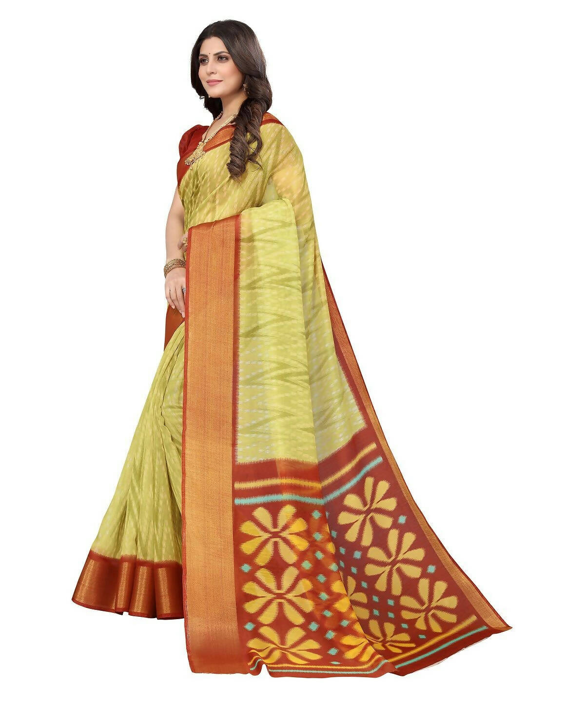 Vamika Cotton Light Green Jari Border Bollywood Style Saree (DINO LIGHT GREEN)