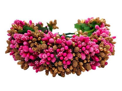 Pink & Gold Pollens Bridal Hair Gajra
