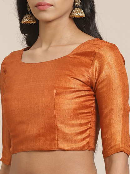 Saree Mall Rust Orange & Beige Ethnic Motifs Print Bhagalpuri Saree