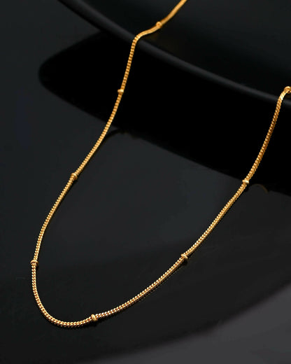VOJ Gold-Polished Small Gold Beads Chain For Women