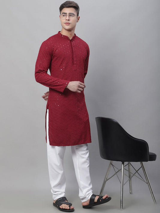 Sojanya Ethnic Motifs Embroidered Sequinned Pure Cotton Kurta
