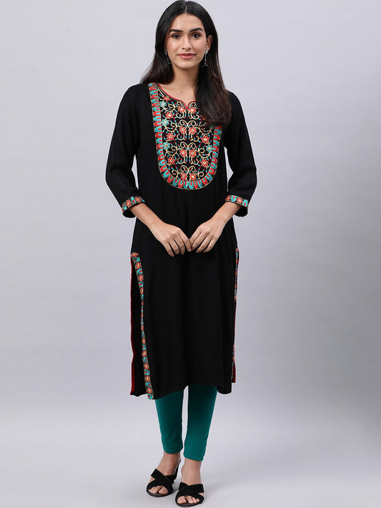 Souchii Women Ethnic Motifs Yoke Design Mirror Work Beautiful Kurta