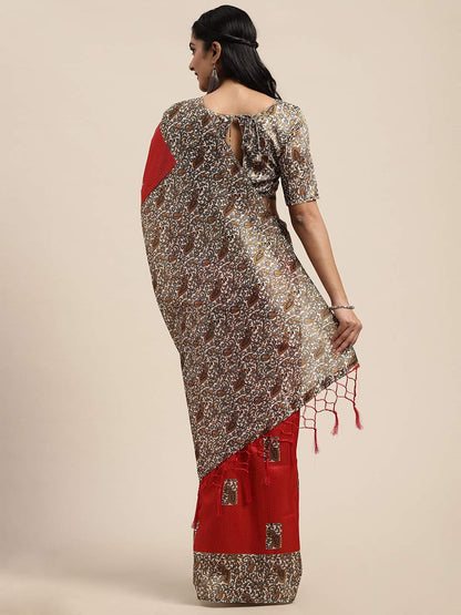 Saree Mall Red Art Silk Sarees