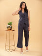 BohoJazz In Power Carbon Blue Tailored Waistcoat with Trousers Co-ord Set