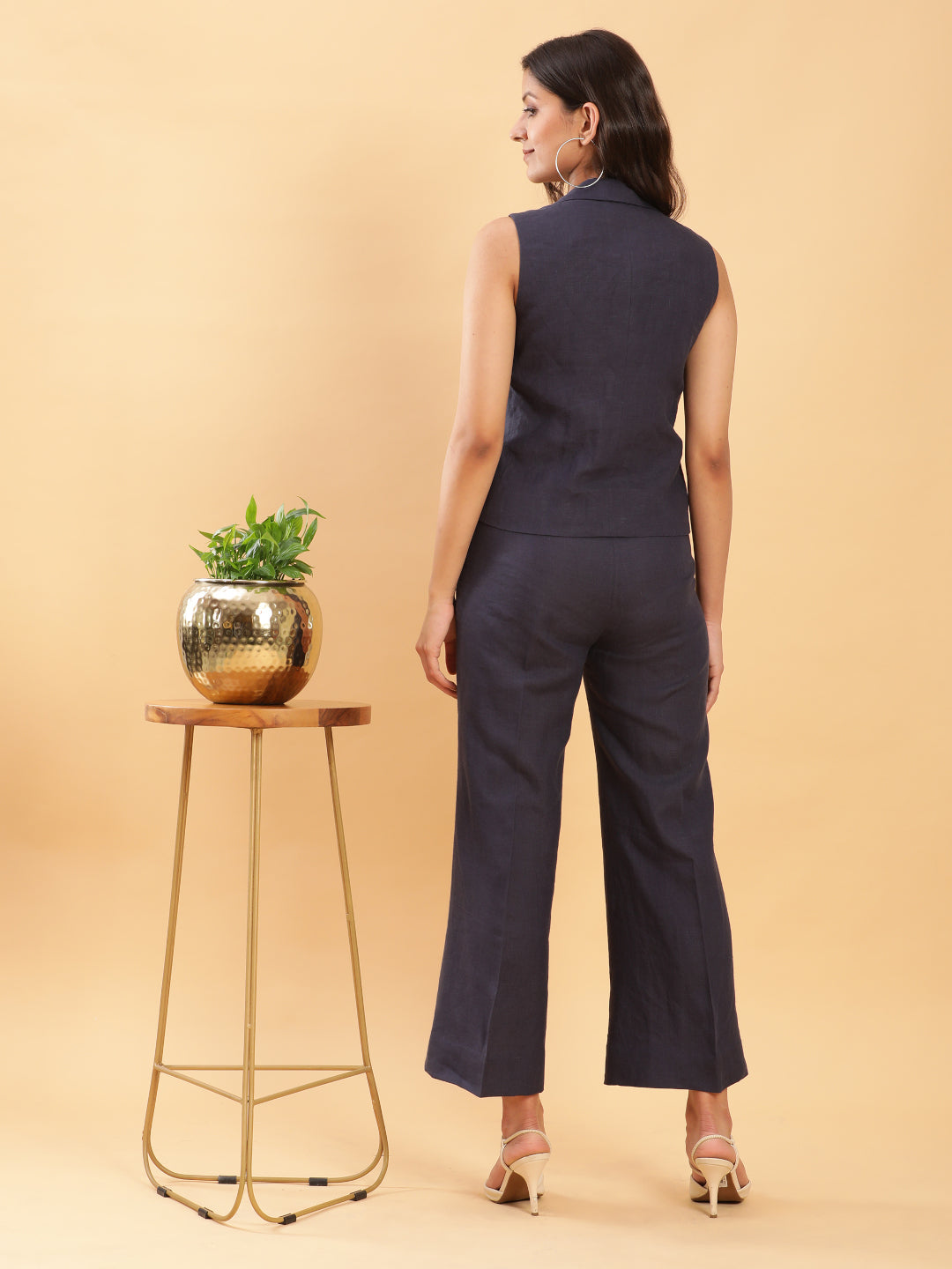 BohoJazz In Power Carbon Blue Tailored Waistcoat with Trousers Co-ord Set