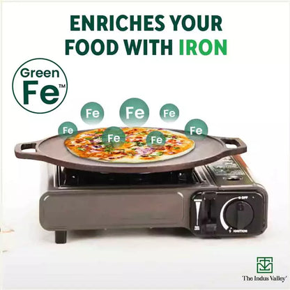 The Indus Valley CASTrong Cast Iron Roti/Dosa Tawa, Pre-seasoned, Nonstick, 100% Pure, Toxin-free, Gas & Induction,Spatula, 30.2cm, 2.4kg