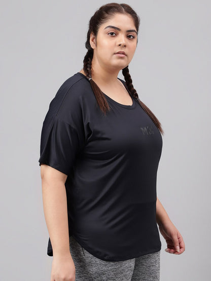 MKH Plus Size Drop Shoulder Sleeves Relaxed Fit Dri-FIT Sports T-shirt
