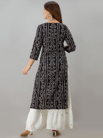 HERE&NOW Black Bandhani Printed Gotta Patti Kurta with Sharara