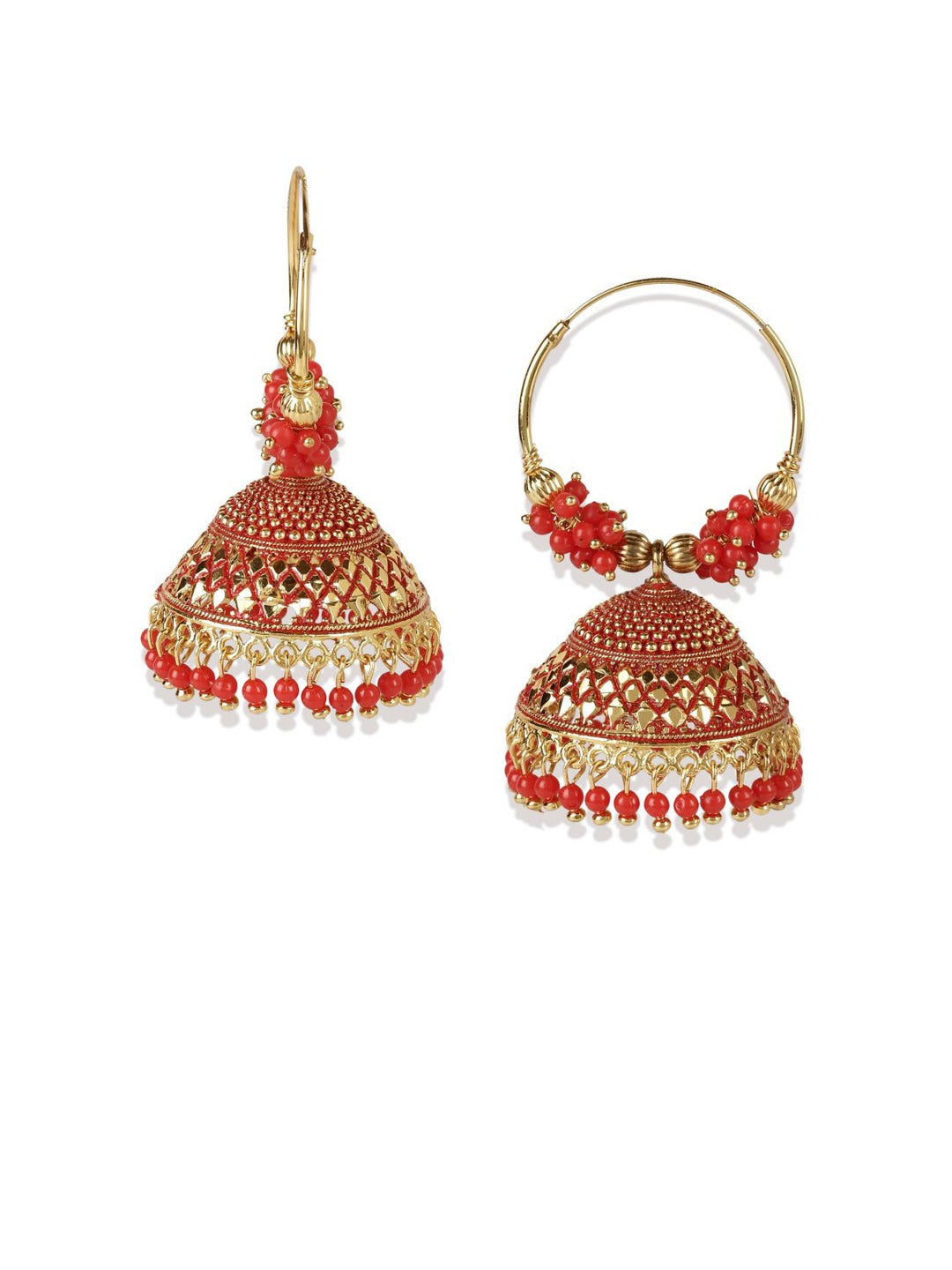 Gold-Polished Alloy Hoop And Jhumki Earrings - The Pari