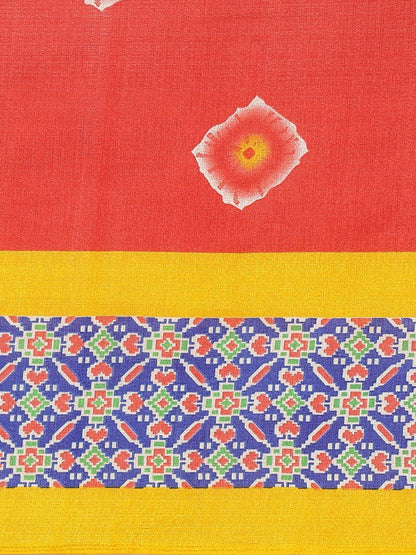 Saree Mall Red & Off-White Dyed Effect Saree