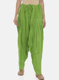 Souchii Lime Green Solid Loose-Fit Patiala