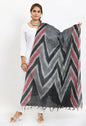 Mominos Fashion Moeza Women's Handloom Cotton Ikkat Maroon/Black Dupatta
