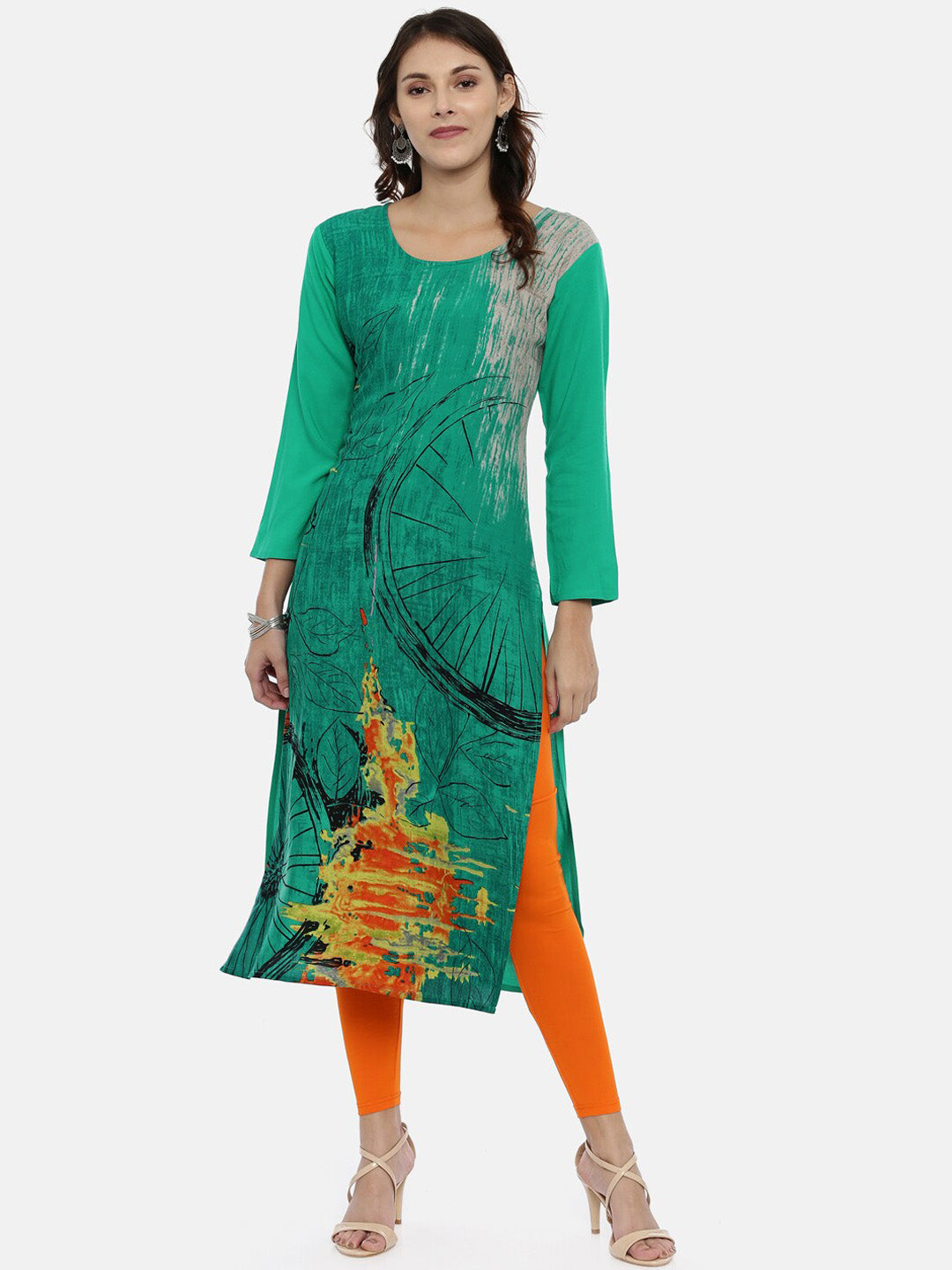 Souchii Women Green Printed Kurta