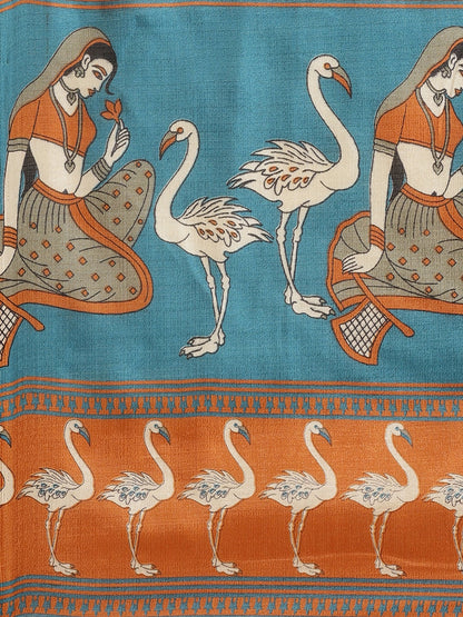 Saree Mall Rust Orange & Beige Ethnic Motifs Print Bhagalpuri Saree