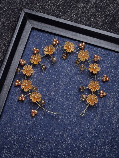Panash Women Gold-Toned & Yellow Beaded Tiara