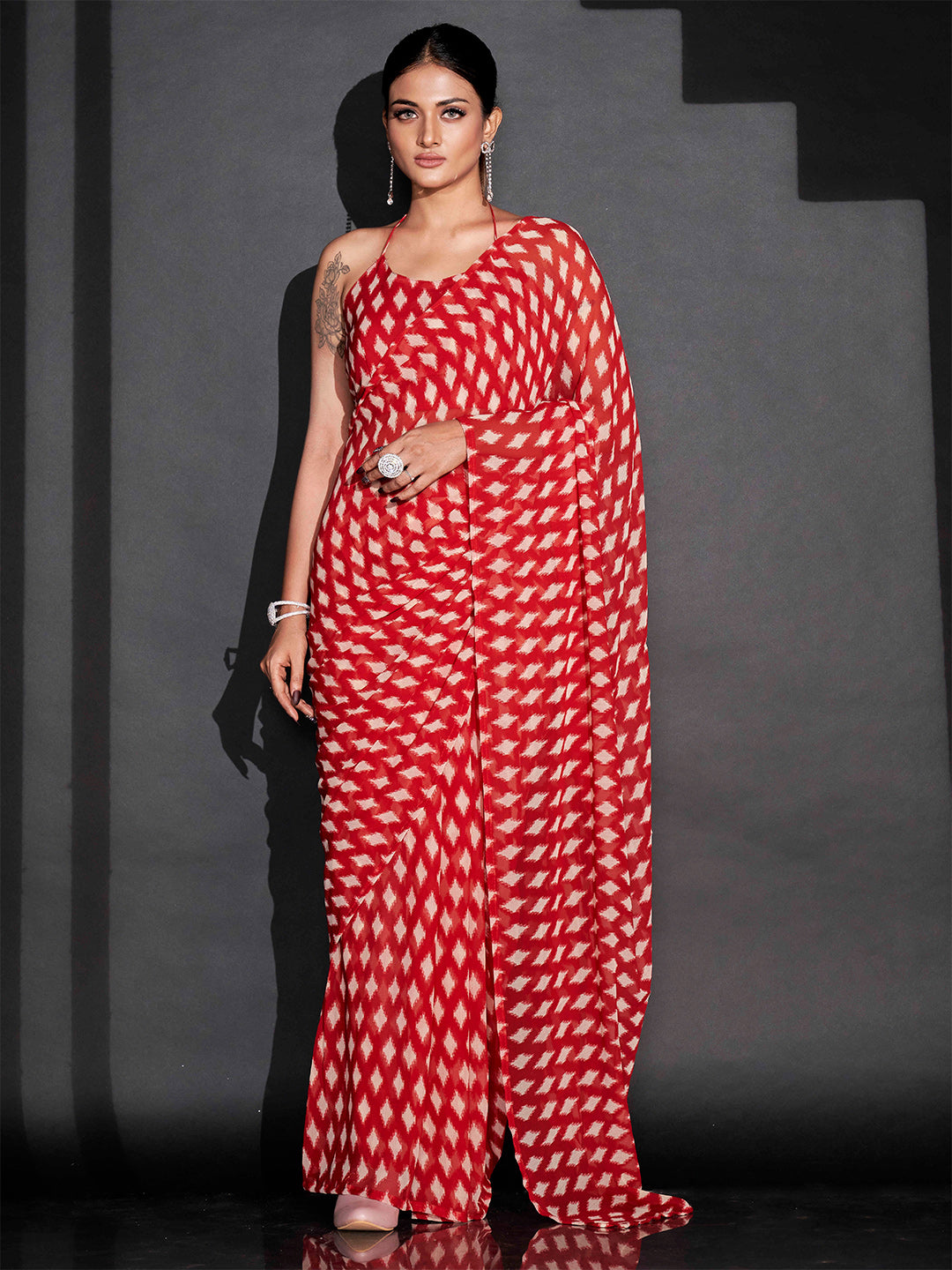 Tikhi Imli Ethnic Motifs Printed Ready To Wear Saree