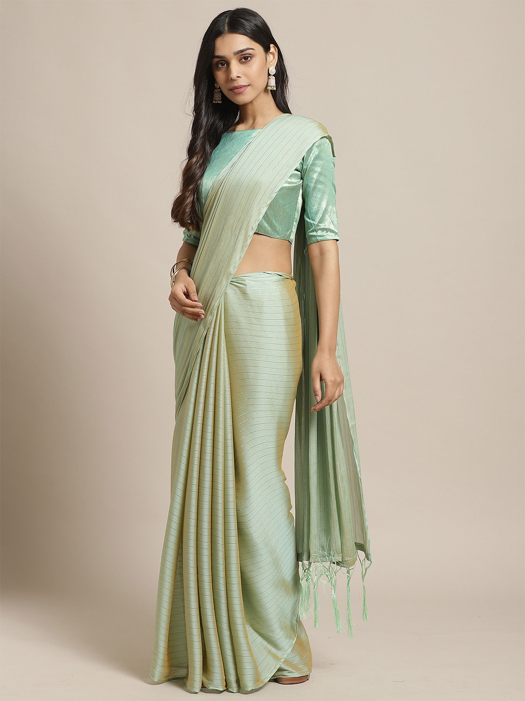 Saree Mall Women Olive Solid Saree