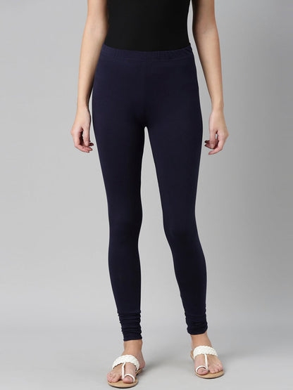 Souchii Navy Blue Solid Churidar Length Leggings
