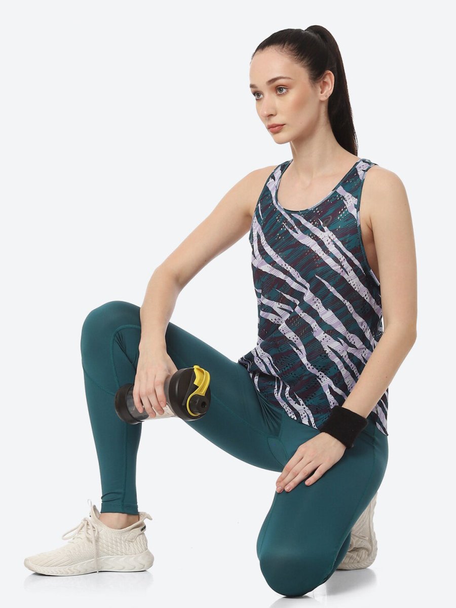 ASICS Ventilate Actibreeze Aop Women White Green Printed T-shirt