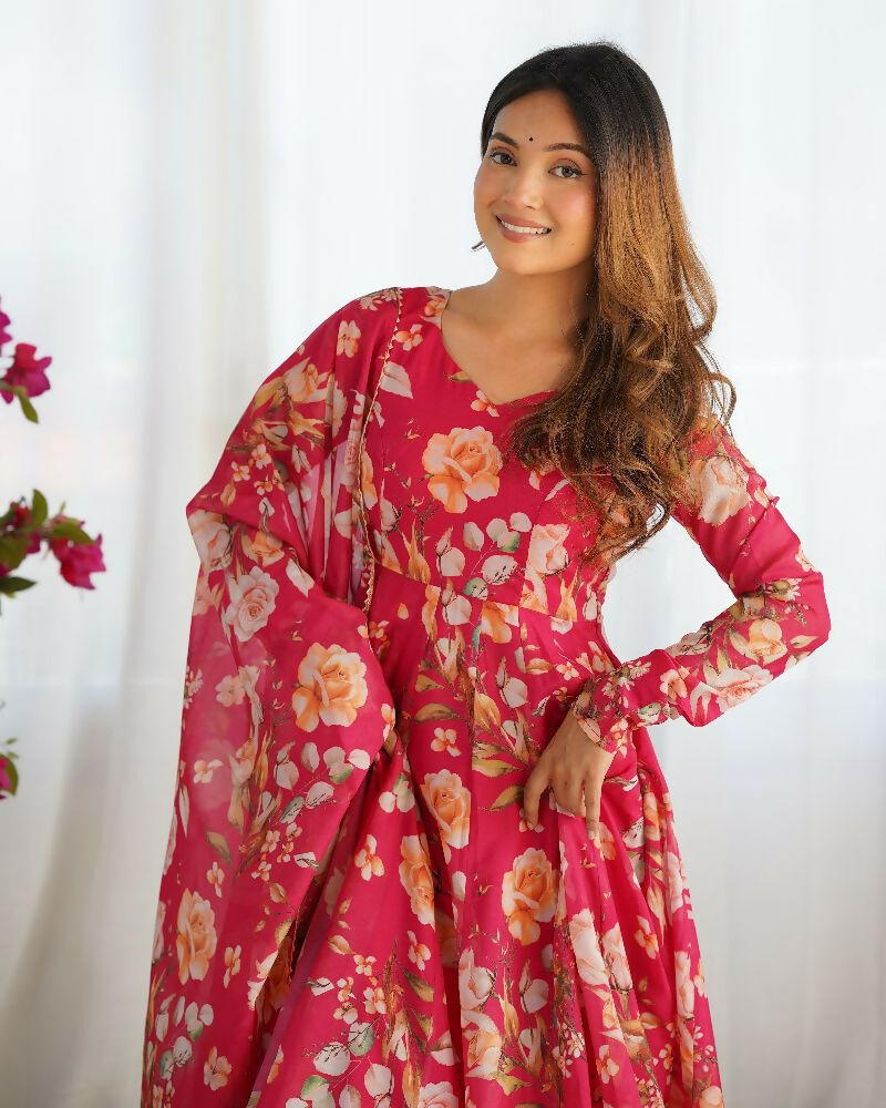 Joban Fashion Pink Kurta Set Organza Sequin Embroidery Work