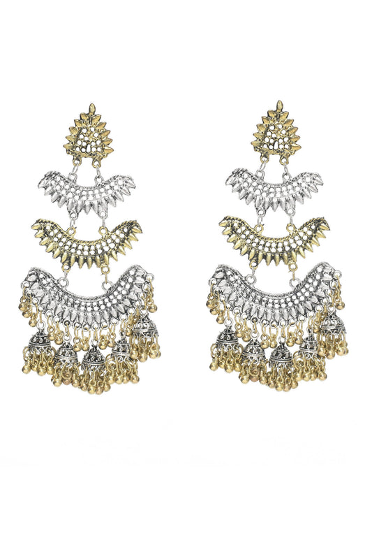 Mominos Fashion Johar Kamal Beautiful Silver & Gold Earrings