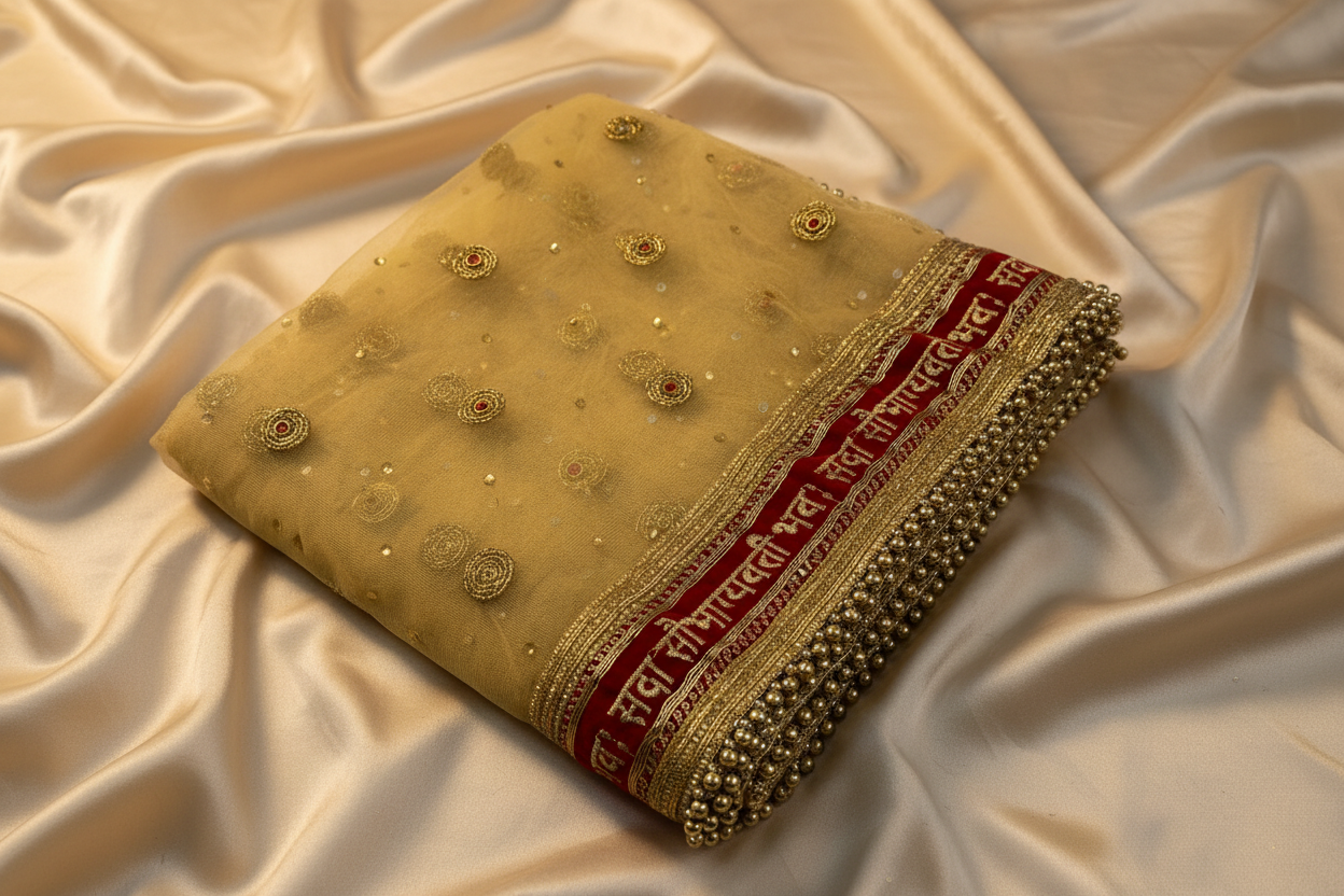 Bridal dupatta | golden dupatta for bridal lehenga/ saree