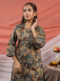 Yufta Cotton Green Digital Printed Workwear Co-Ord Set With Pintuck Detailing On Sleeves