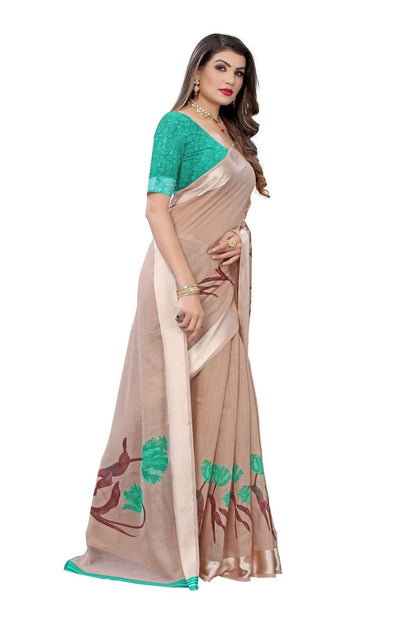Vamika Brown Linen Satin Patta Saree (VANI CHIKU)