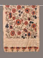 Cream Kalamkari Hand Painted Cotton Silk Dupatta with Floral Design - Global Threads