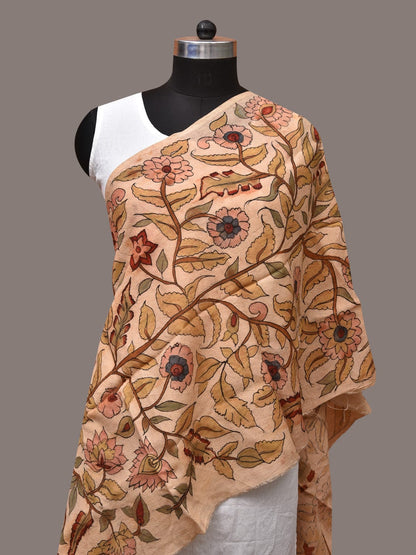 Cream Kalamkari Hand Painted Sico Stole with Tree of Life Design - Global Threads