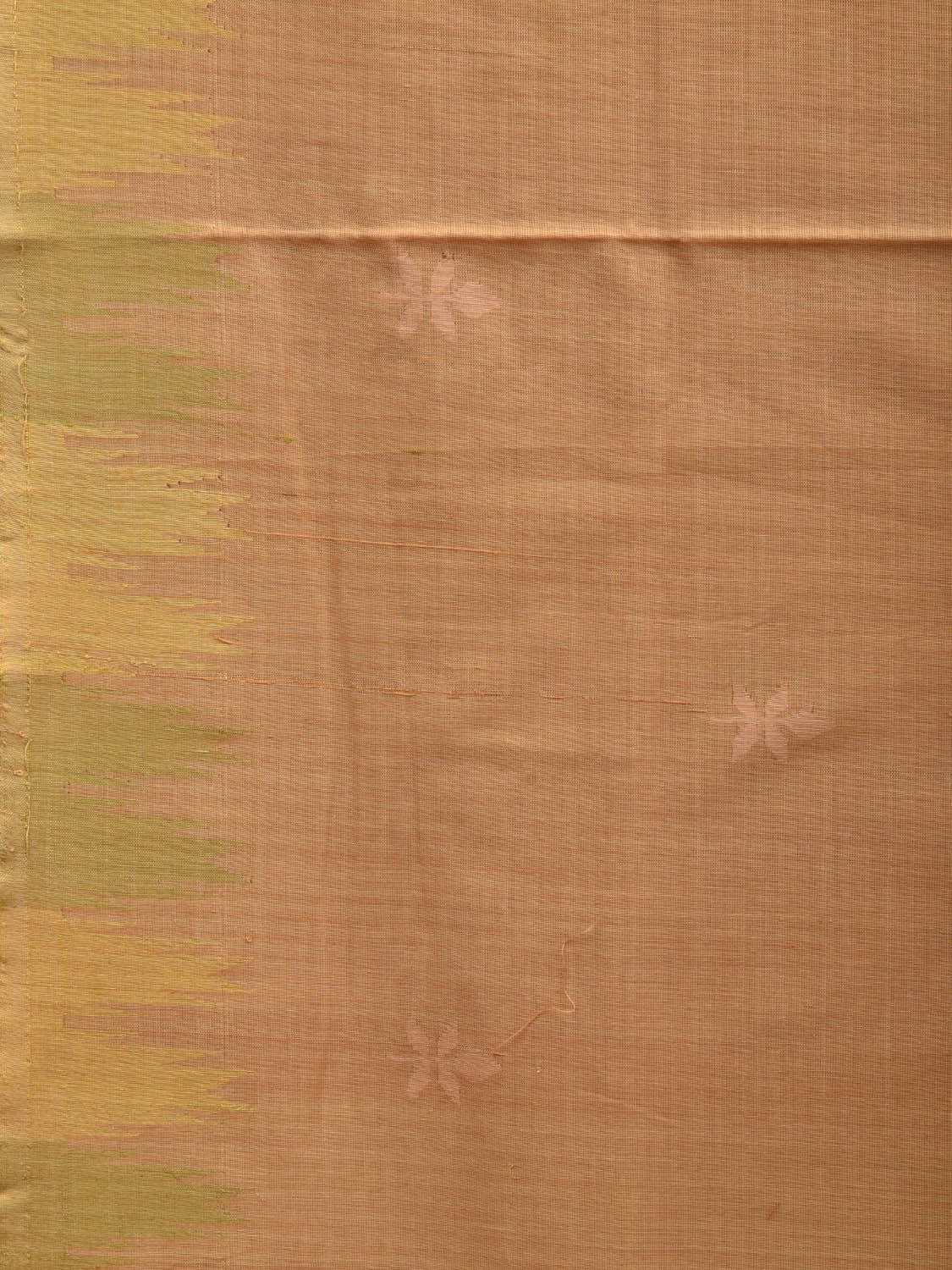 Cream Khadi Cotton Handloom Saree with Temple Border Design - Global Threads