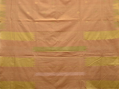 Cream Khadi Cotton Handloom Saree with Temple Border Design - Global Threads