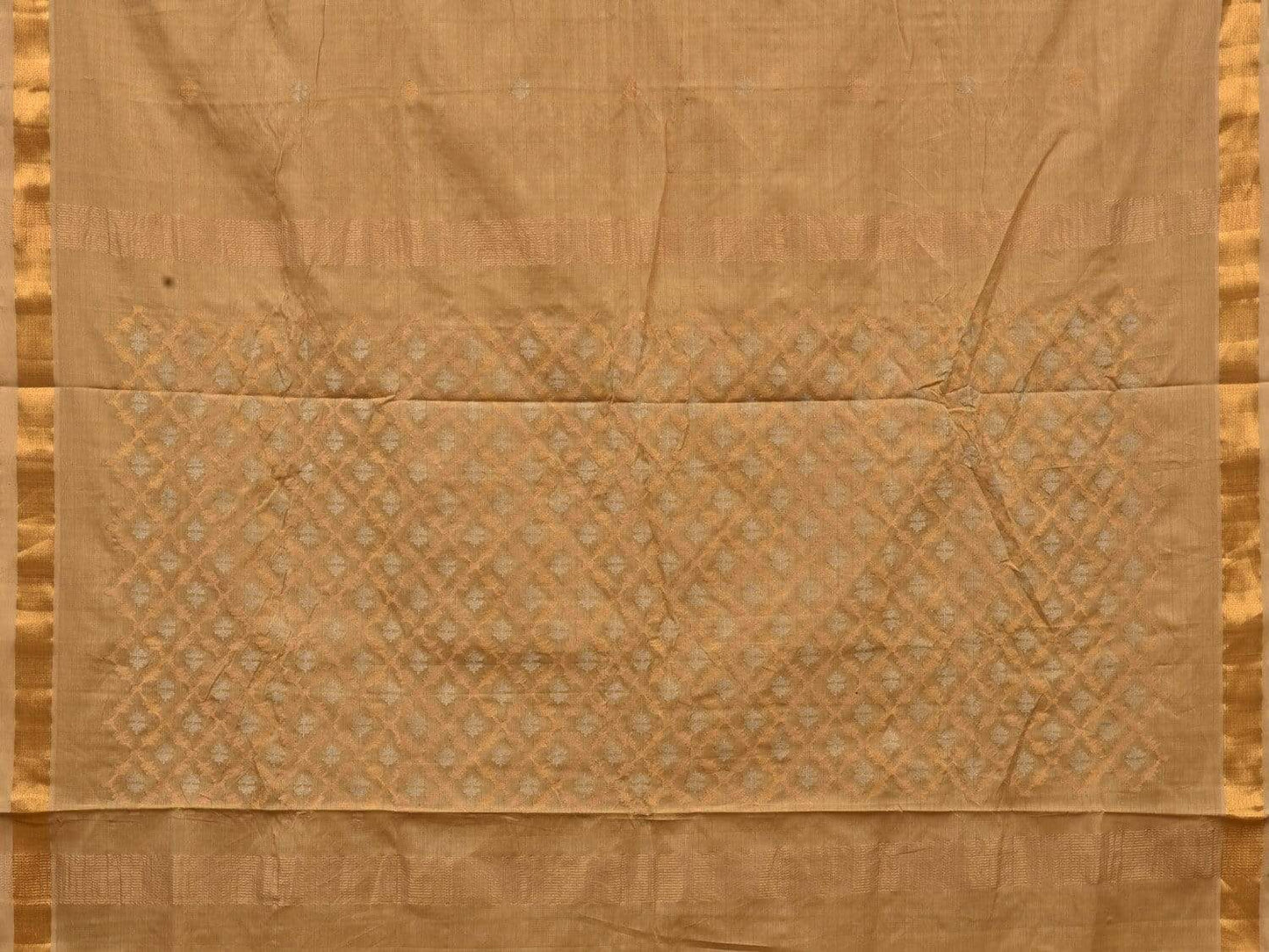 Cream Uppada Cotton Handloom Saree with Jamdani Pallu Design - Global Threads