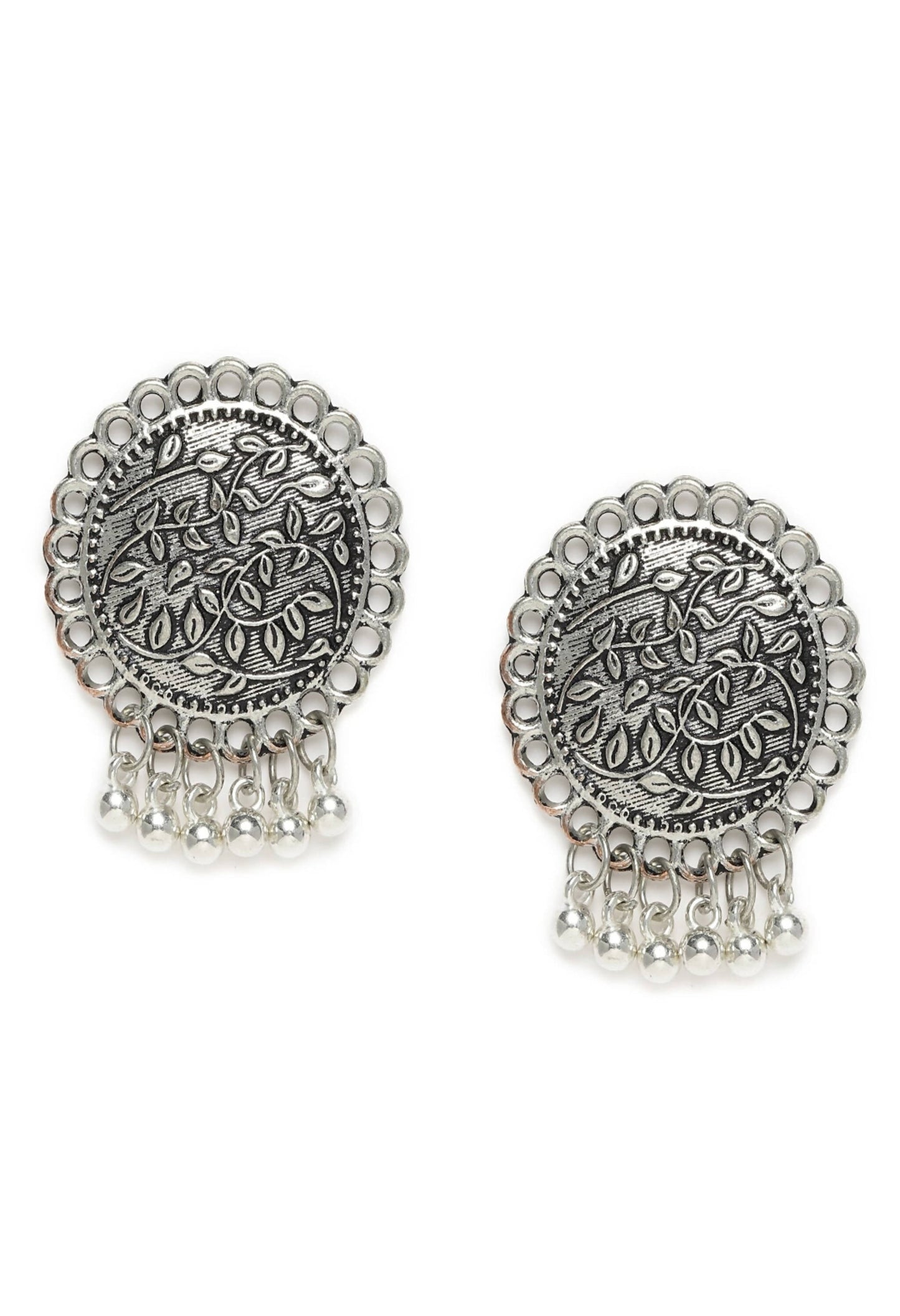 Mominos Fashion Johar Kamal Oxidised Silver Plated Stud Earrings