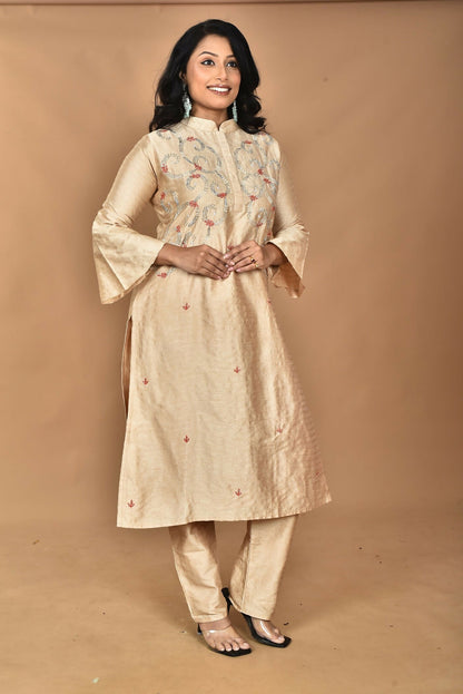 Morchari Women And Hand Embroidery Co-Ord Set-Beige