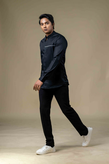 Black Vague Designer Men's Shirt by Hilo Design