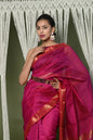 Very Much Indian Handloom Cotton Silk Maheshwari Saree With Sleek Golden Border - Red