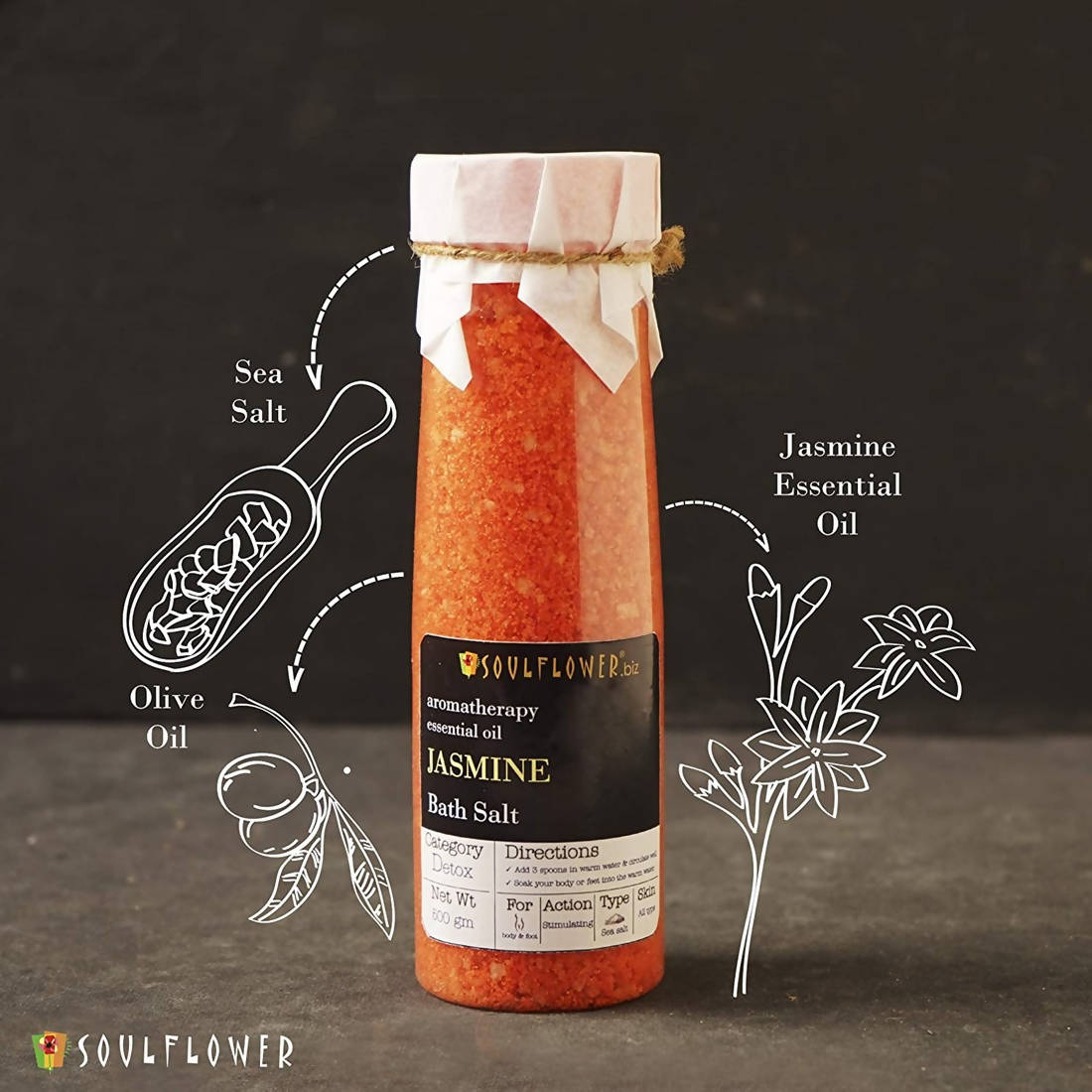 Soulflower Aromatherapy Essential Oil Jasmine Bath Salt